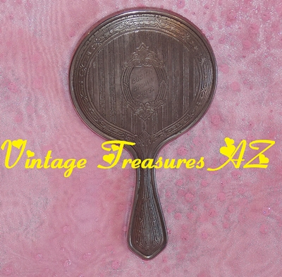 Image for Buster Brown Shoes Hand Mirror Advertising Premium Antique/Vintage ca 1904-1930s Promotional Give-away Collectible Vanity Silver Metal Pocket/Purse-sized J. E. Mergott Co. Newark, N.J. <b><span style='color:red'>***USPS FIRST CLASS SHIPPING INCLUDED – DOMESTIC ORDERS ONLY!***</span></b><span style='color:purple'>